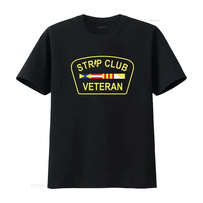 Strip Club Veteran T-shirt drôle vintage lavé graphique streetwear élégant étiré doux légèrement respirant décontracté mode