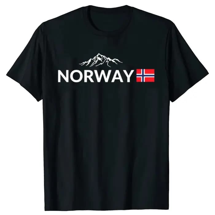 Drôle drapeau de la norvège montagne extérieur graphique T-shirts hommes femmes mode t-shirt décontracté 100% coton