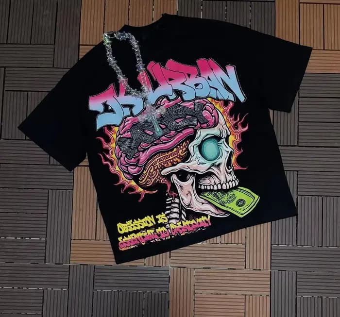 T-Shirt en coton avec dessin animé Domo Kun portant des lunettes