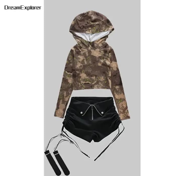 Hip Hop filles culture sweats à capuche danse de rue Camouflage Cargo pantalon garçons Streetwear sweat enfant Jazz k-pop Costumes vêtements ensembles