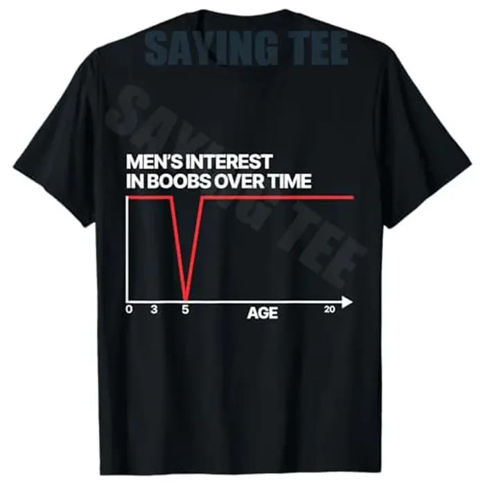 T-shirt humoristique Y2K pour hommes et femmes avec message imprimé « Funny Men's Interest in Boobs