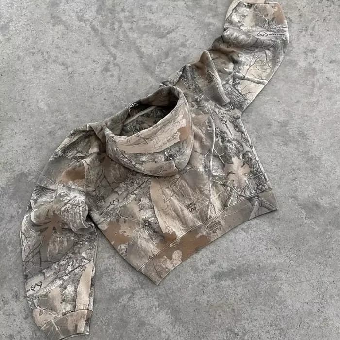 Y2K sweat à capuche zippé Harajuku motif de Camouflage Hip Hop streetwear gothique