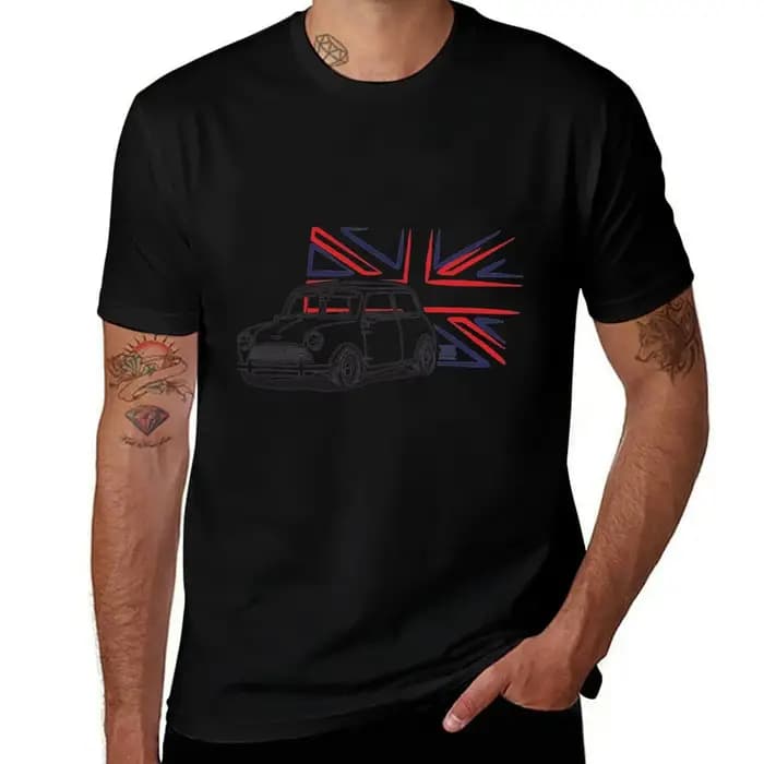 Mini Cooper Austin avec drapeau de grande-bretagne T-Shirt T-shirts surdimensionné