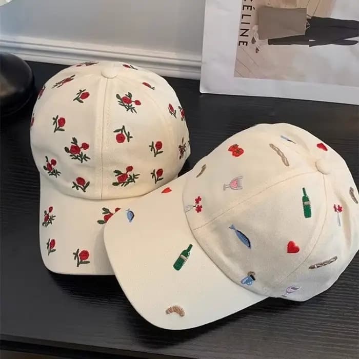 Casquette de baseball brodée Kawaii pour femme