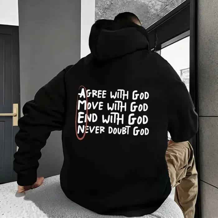 Nouveau Hoodie Imprimé Chrétien pour Hommes 2026 – Qualité Supérieure