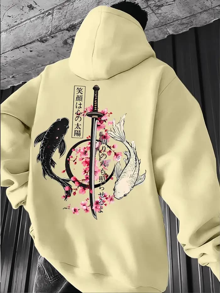 Sweat-shirt à capuche en molleton imprimé pour homme
