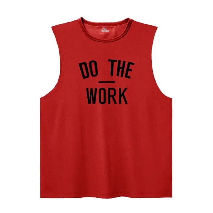Vêtements de sport pour hommes, T-shirts de musculation à séchage rapide imprimés « DO THE WORK », débardeurs de fitness respirants en maille à col rond pour musculation