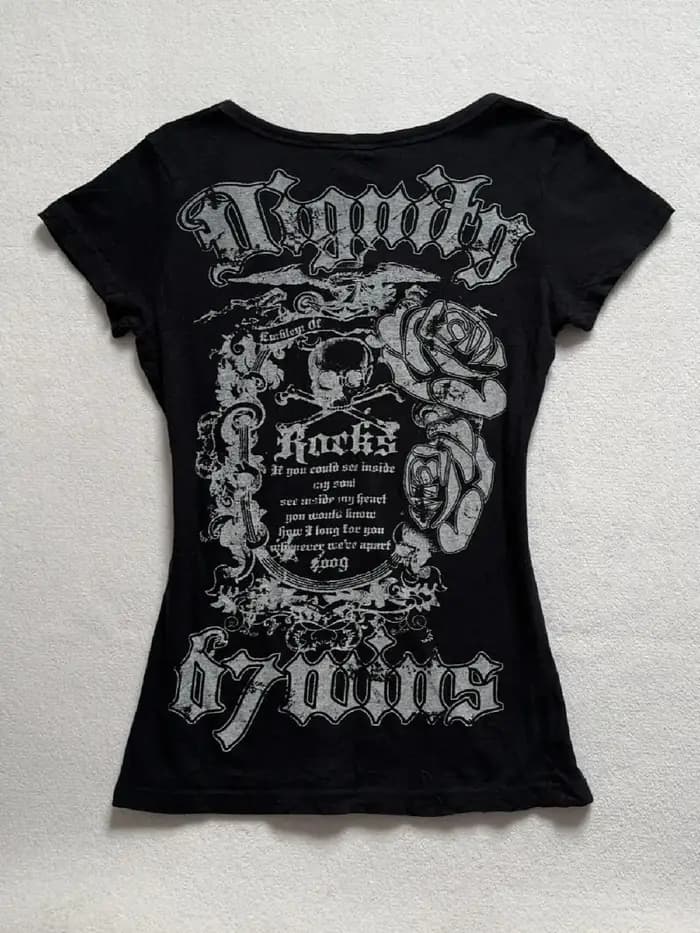 Crânes t-shirts Punk Vintage femmes vêtements 90s gothique Sexy américain mince foncé