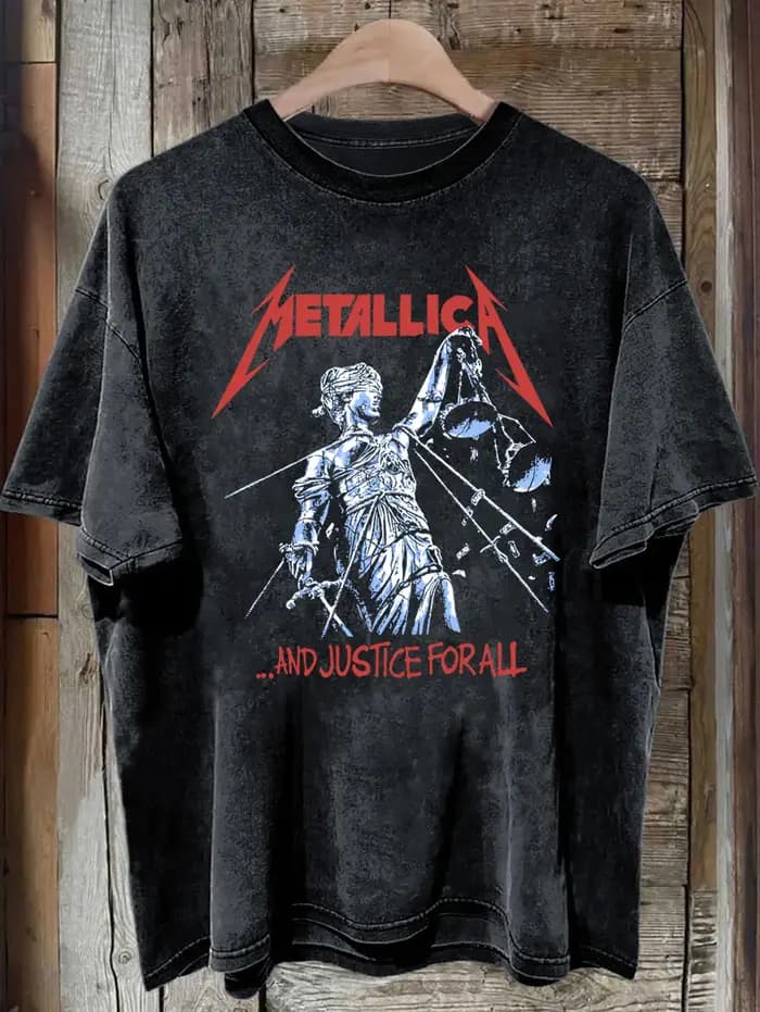 T-shirt délavé à motif de groupe de Rock Vintage