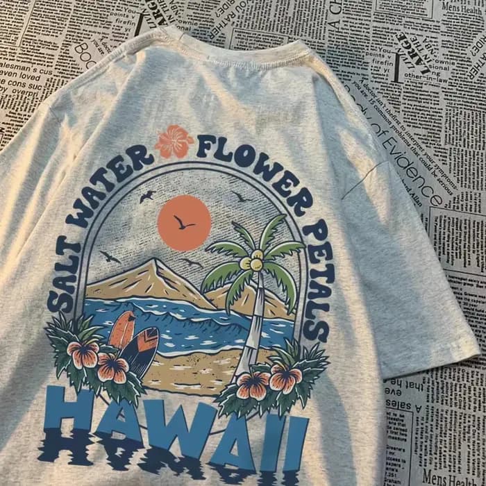 T-shirts décontractés style Harajuku Hawaï pour hommes et femmes