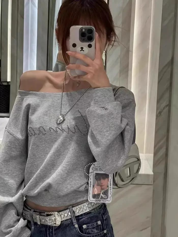 Sweats à capuche pour femmes Streetwear d'automne, Off Initiated, Seductive Cropped, All-match PVD, Baggy Fashion, Print Design, Aesthetic Casual