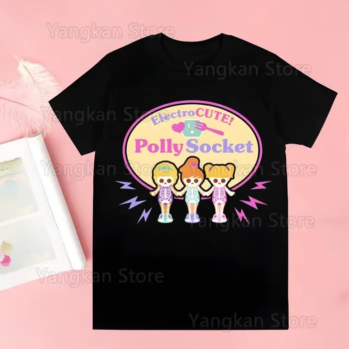 Polly poche dessin animé imprimé t-shirt femmes Kawaii chemises graphiques décontracté à manches courtes femme