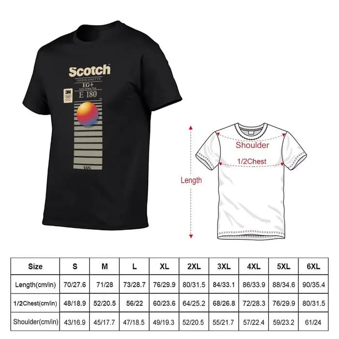 VHS Scotch E180 T-Shirt pour hommes, vêtements hiphélicoptère, vêtements Kawaii, sweat-shirts