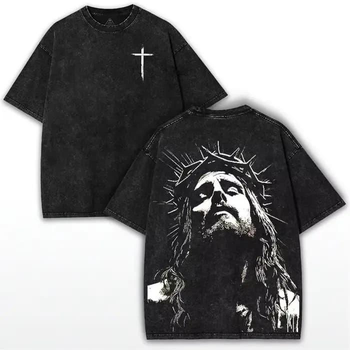 T-shirt surdimensionné couronne d'épines: imprimé Grunge jésus-Faithcore Streetwear T-shirt Vintage