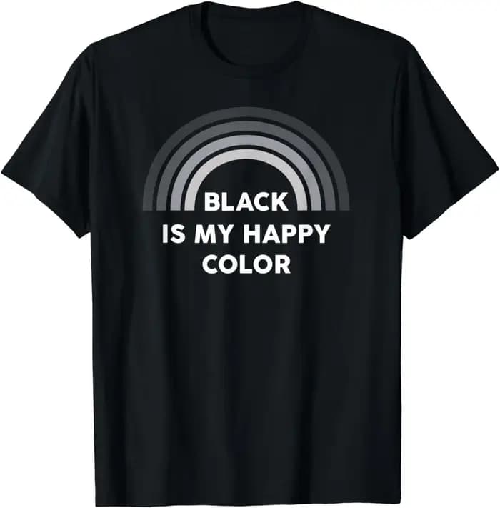 Black Is My Happy Document Dark Humor T-Shirt pour hommes, Ironic Street Fashion, Casual Couple Clot