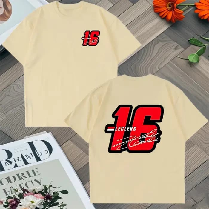 2025 tendance numéro 16 Charles Leclerc Racer graphique lâche t-shirt hommes femmes coton été Hip Hop à manches courtes unisexe t-shirts