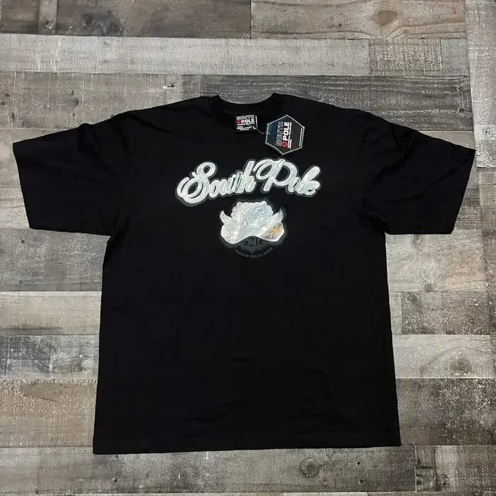 2000s SouthPole Street T-Shirt hommes rétro éclat en détresse Hip-Hop