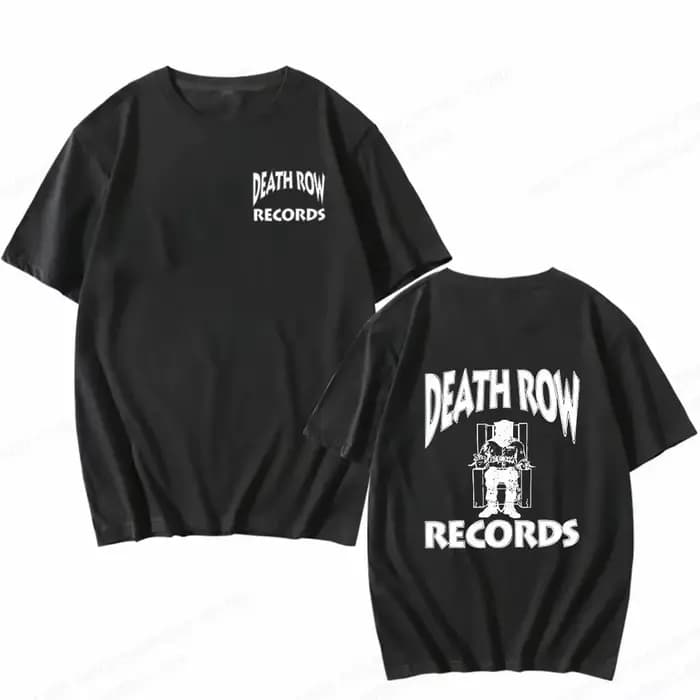 Death Row Records T-shirt graphique pour hommes en coton Hip Hop Streetwear à manches courtes