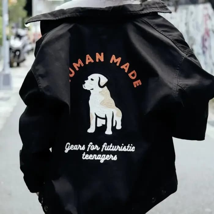 Haut à fermeture éclair avec lettres brodées de chien unisexe, veste fine rétro pour les activités q