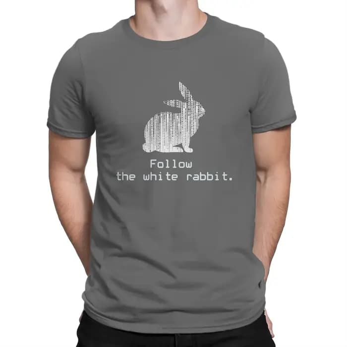 The Matrix Neo Film Follow the white Rabbit1 t-shirt hommes Ofertas grand col rond