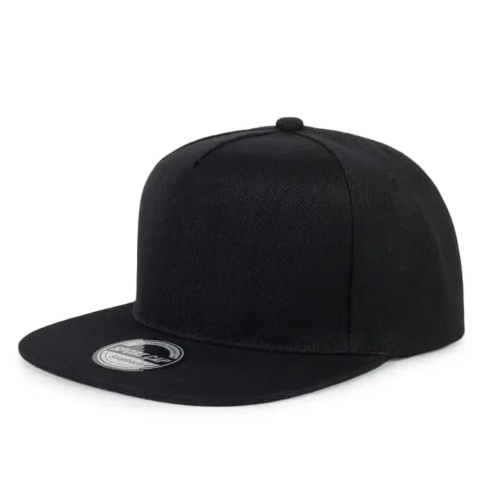 Casquettes à visière plate de couleur unie à cinq pièces avec logo imprimé personnalisé