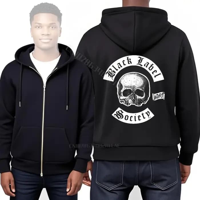 Sweat-shirt drôle graphique basique à capuche noir étiquette société crâne conception coton sweat à