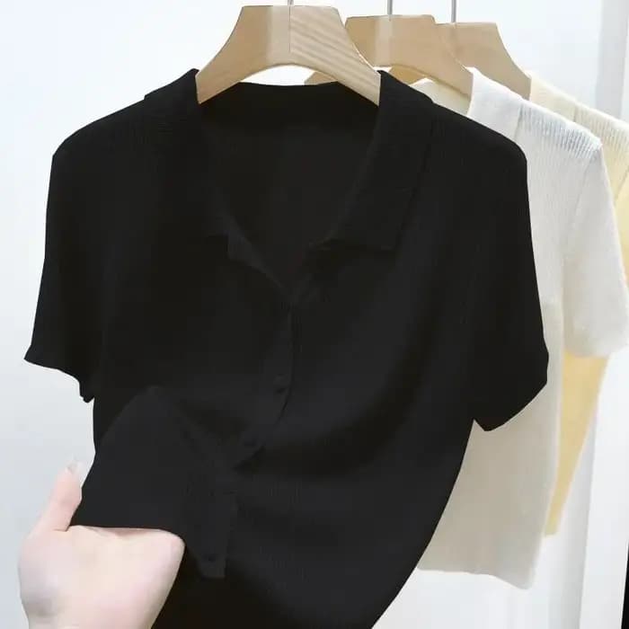 Chemises à manches courtes Femmes S-3XL Loisirs Été Basique Solide Élégant Streetwear All-match Simple 03/Harajuku Y2k
