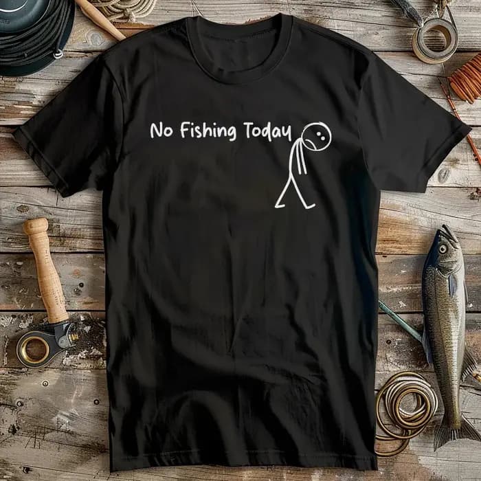 T-Shirt femme homme drôle pêche graphique pas de pêche aujourd'hui disant chemise T-Shirt coton unis