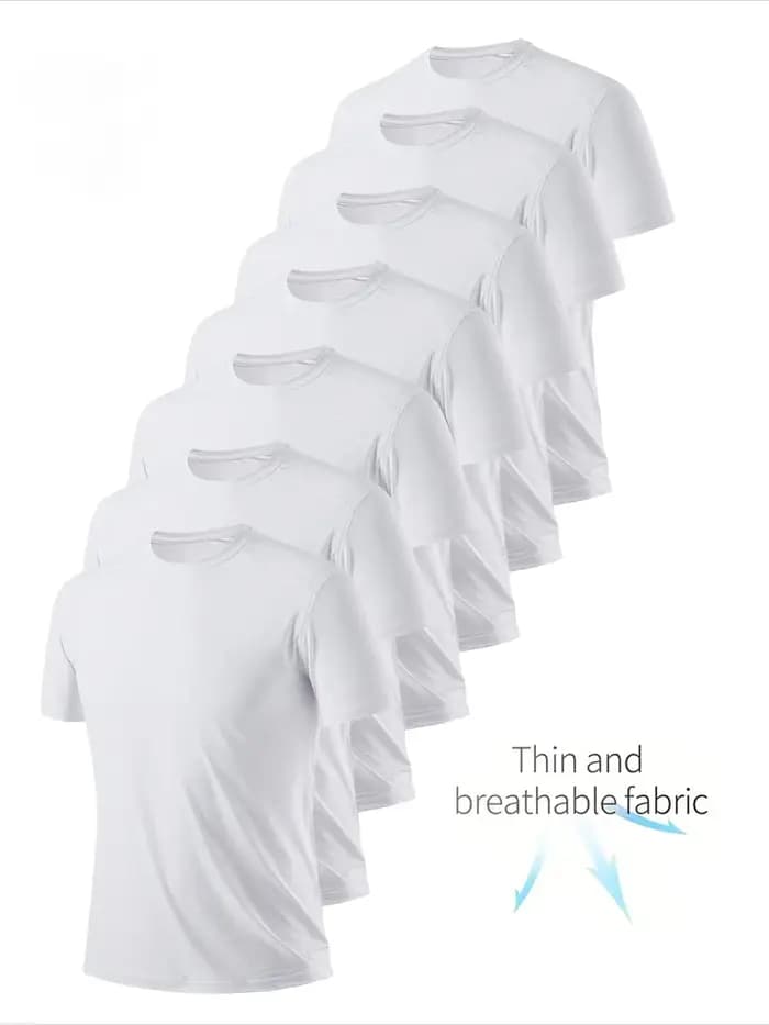 T-shirt col rond 1 pièce blanc ultra-léger pour hommes