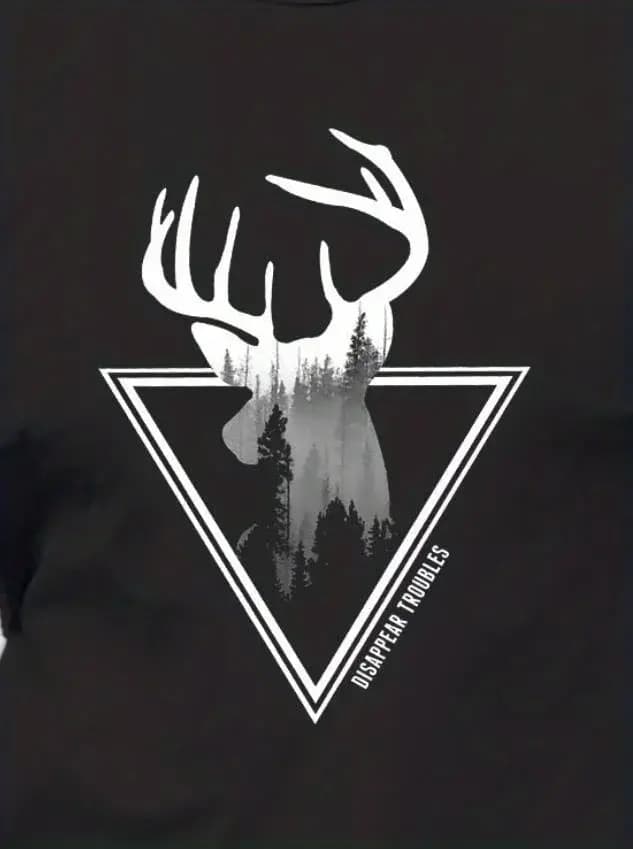 T-shirt imprimé cerf et montagne pour hommes, divers motifs, t-shirt graphique confortable, vêtements d'extérieur d'été, vêtements pour hommes, Y