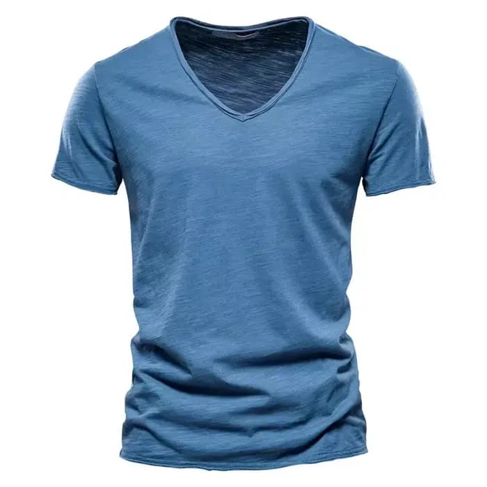 2025 nouvelle marque qualité 100% coton hommes T-shirt col en v Design de mode coupe ajustée T-shirts