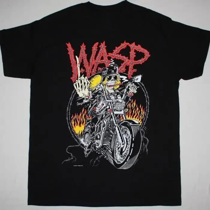 Vtg W A S P Band Music Tour coton noir pour hommes t-shirt C243