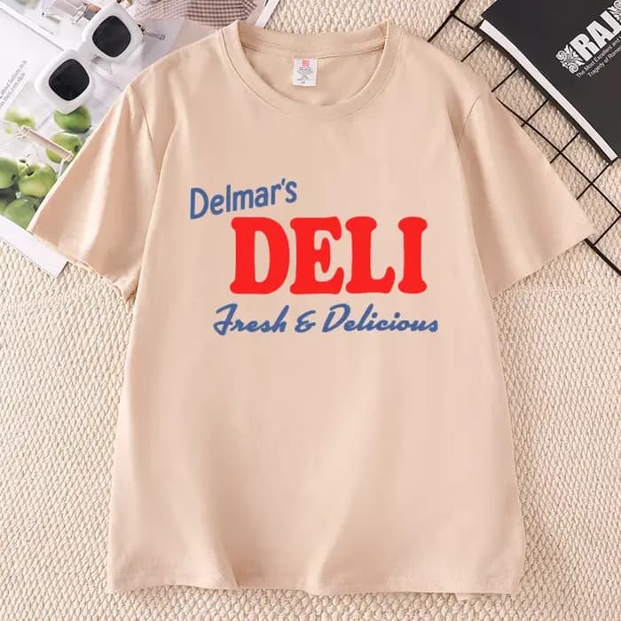 Delmar's Deli T-shirt pour hommes et femmes, décontracté, en coton, à manches courtes, col rond, imprimé, ample, de haute qualité, Streetwear