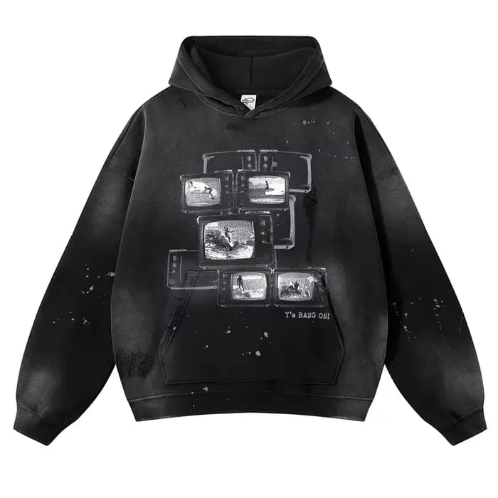 Sweat à capuche surdimensionné Hip Hop pour hommes, vêtements de rue Sportedly, motif DTG, sweat à c
