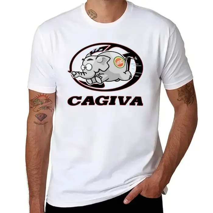 Cagiva Logo avec Elefantino T-Shirt noir coton