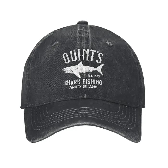 Casquette de baseball délavée style camionneur, motif Quints Shark JAWS Amity 1975, pour couple et f