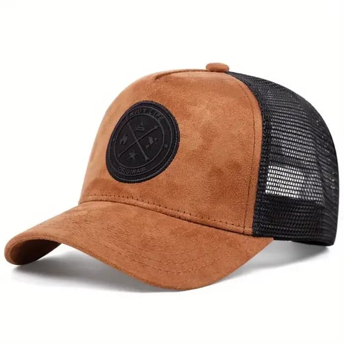 Casquette de baseball unisexe en similicuir pour hommes et femmes, style camionneur, avec patch lettre 'ENJOY LIFE', collection été, promotion