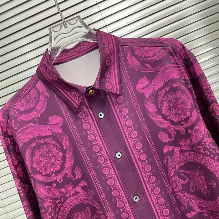 Chemise De luxe à manches longues hommes vêtements impression numérique florale Manga Longa chemises