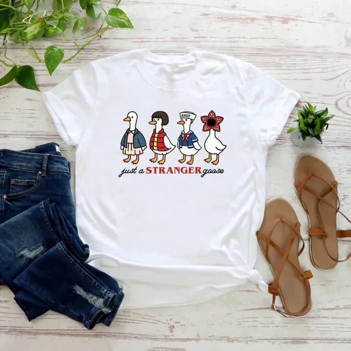 Juste un étranger oie T-Shirt drôle oie parodie chemise femmes à manches courtes graphique