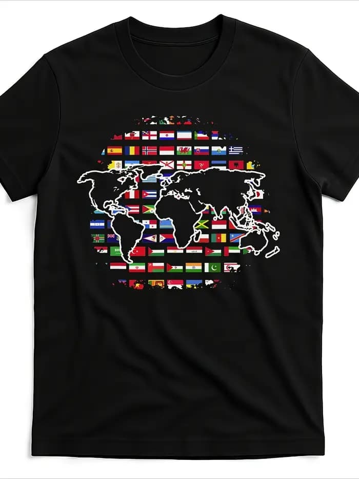 T-shirt graphique de voyage mondial pour hommes et femmes
