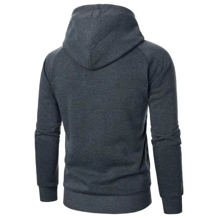 Haut à capuche de couleur unie pour hommes, manches longues, fermeture éclair latérale, automne et h