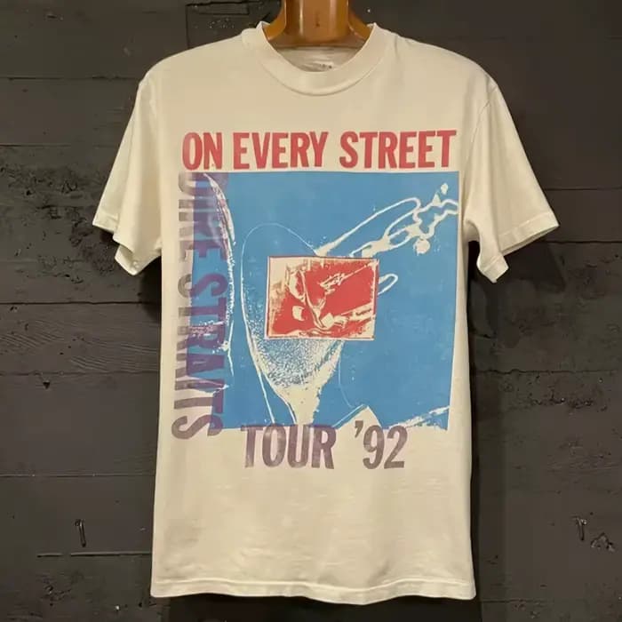 T-shirt vintage Dire Straits on Every Street, style années 90, groupe de rock rétro, album emblémati