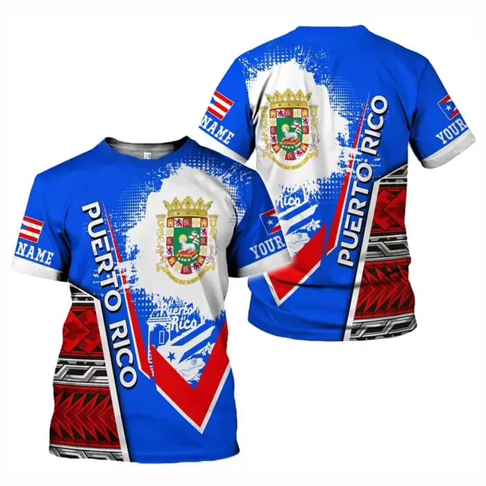 Porto Rico drapeau graphique T-shirt hommes 3d imprimé
