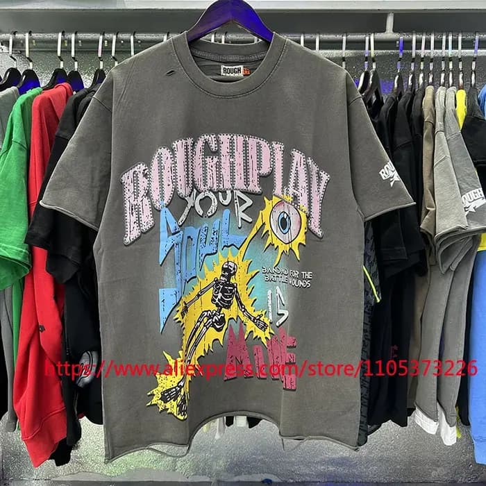 Livraison Rapide Nouvelle Arrivée 2026 T-shirt Imprimé Homme Style Urbain Vintage Ample Décontracté Manches Courtes Col Rond