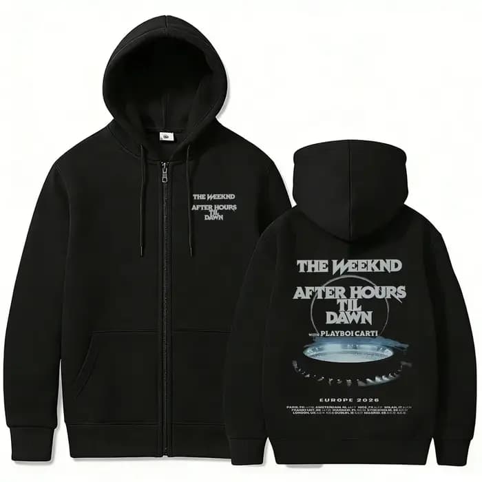 Sweat à capuche zippé pour homme The Weeknd After Hours Til Dawn avec Playboi Carti Tour 2026