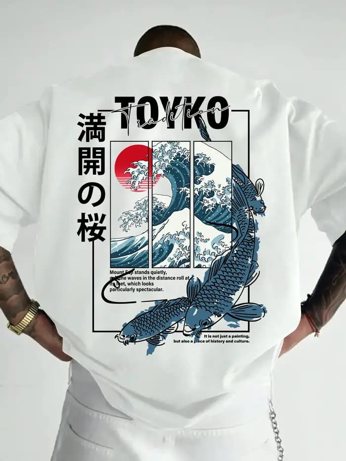 T-shirt pour homme, style japonais