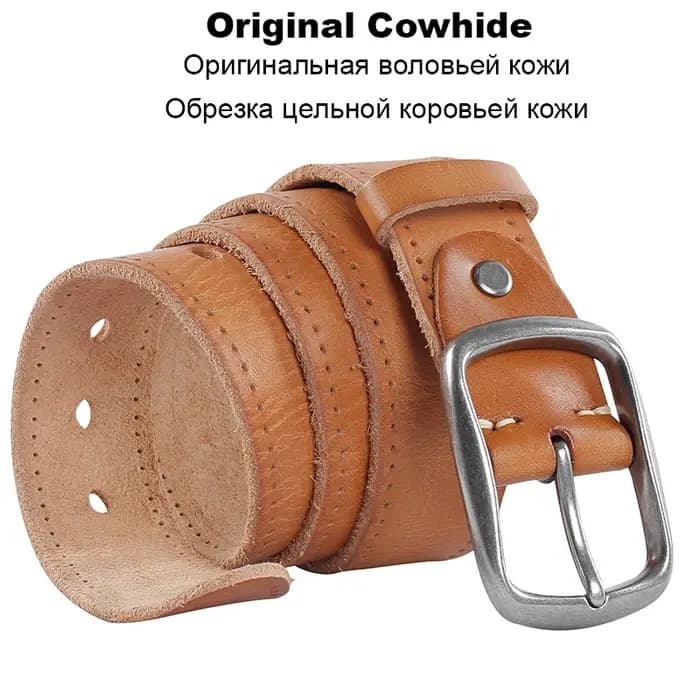 MEDYLA-Jeans en cuir véritable souple pour hommes, ceinture de pantalon décontractée, environnement,