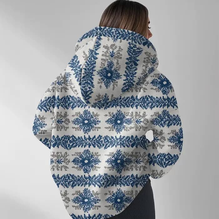 Sweat à capuche Boho maximaliste pour femme, rétro, coupe ample, col en v, avec luxueux totem floral rouge et doré, pull à la mode d'hiver
