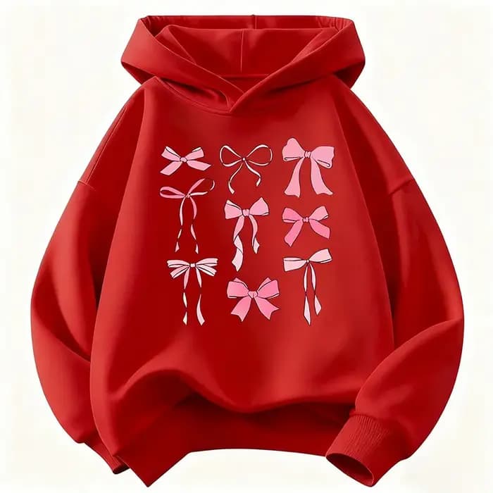Sweat-shirt à capuche rose avec nœud pour filles