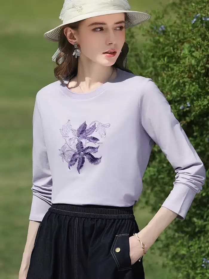 I BELIEVE YOU T-shirt à manches longues lilas pour femme